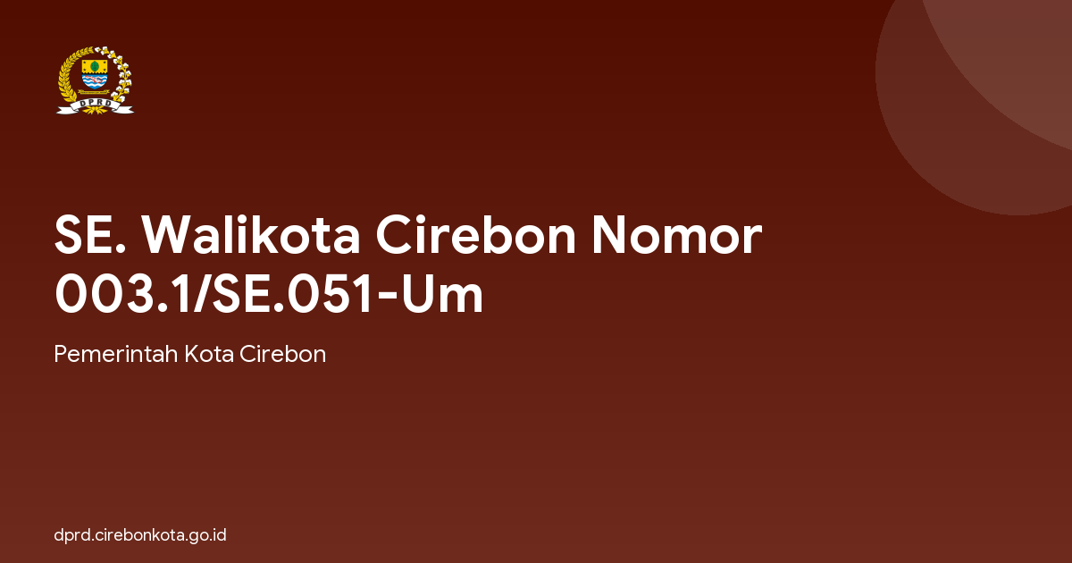 SE. Walikota Cirebon Nomor 003.1/SE.051-Um
